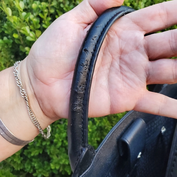 Kate Spade Meriwether Flynn Street Large Leather Tote Purse Bag Black White - Picture 10 of 11